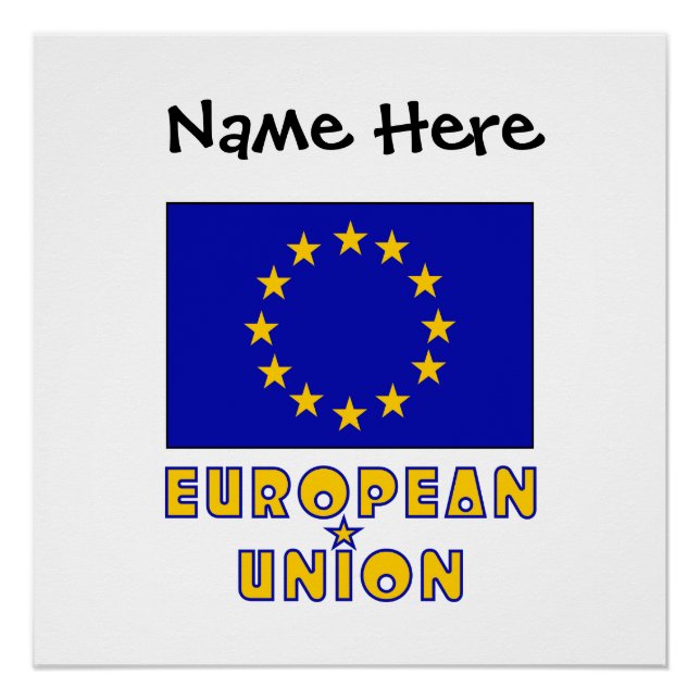 European Union EU Flag Black Personalization  Poster (Front)