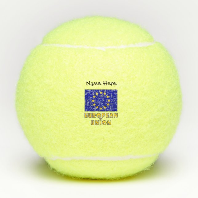 European Union EU Flag Personalized  Tennis Balls (Front)