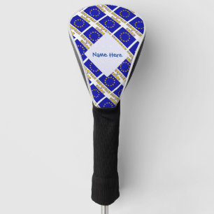 European Union EU Flag Tiled Blue Personalization Golf Head Cover