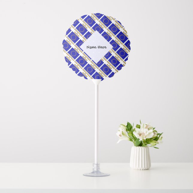 European Union EU Flag Tiled Personalized Name  Balloon (In SItu)