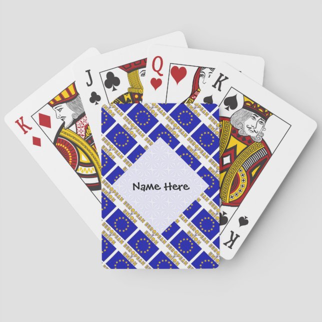 European Union EU Flag Tiled Personalized  Poker Cards (Back)