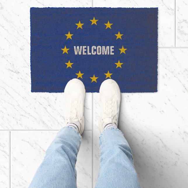 European Union EU star flag coir fiber doormat (Insitu)