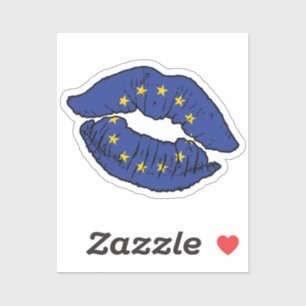 European Union Europe Lipstick Love Flag Sticker