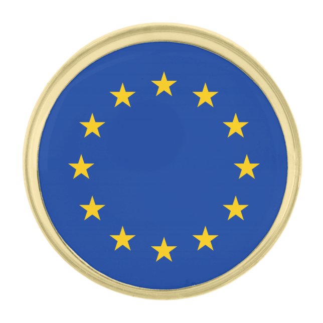 European Union Flag Gold Finish Lapel Pin (Front)