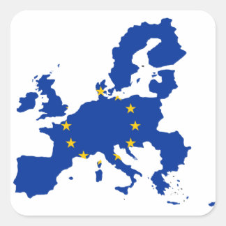 European Union Flag Map Square Sticker