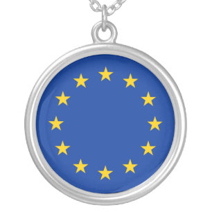 European Union flag Silver Plated Necklace