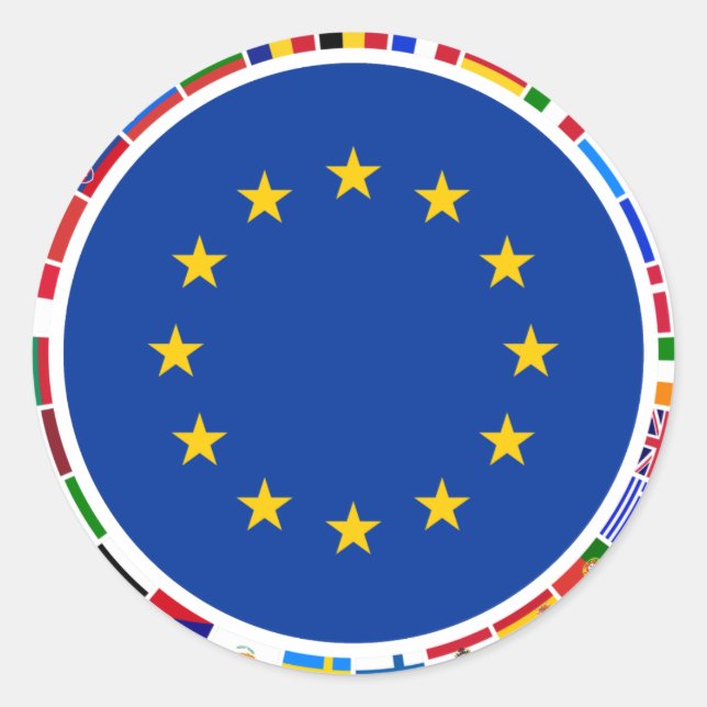 European Union Flags Classic Round Sticker (Front)