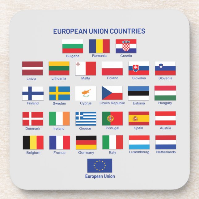 European Union Flags EU Countries   Beverage Coast Coaster (Front)