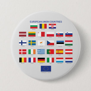 European Union Flags EU Countries  Button
