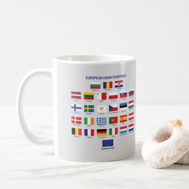 European Union Flags EU Countries  Coffee Mug (With Donut)