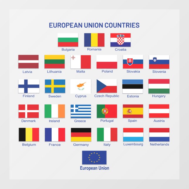 European Union Flags EU Countries Wall Decal (Front)