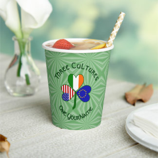 European Union Irish American Shamrock Personalize Paper Cups
