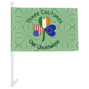 European Union Irish USA Shamrock Flag Personalize
