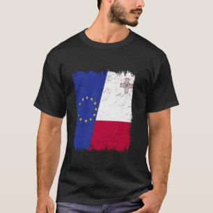 European Union Malta Half Flag EU Maltese Roots T-Shirt