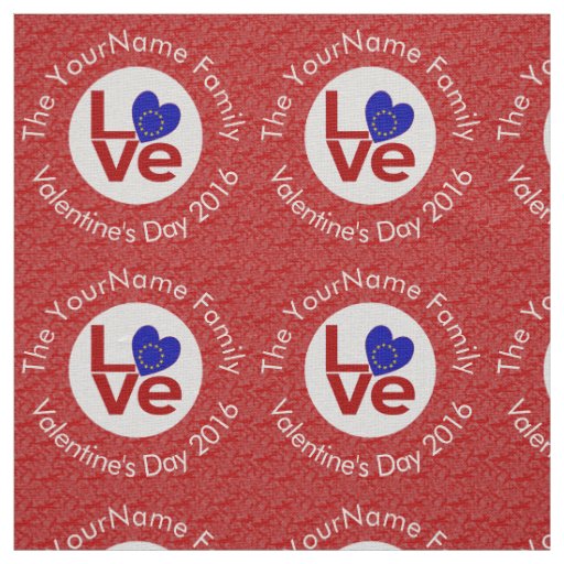 European Union Red LOVE Heart Flag Personalized  Fabric