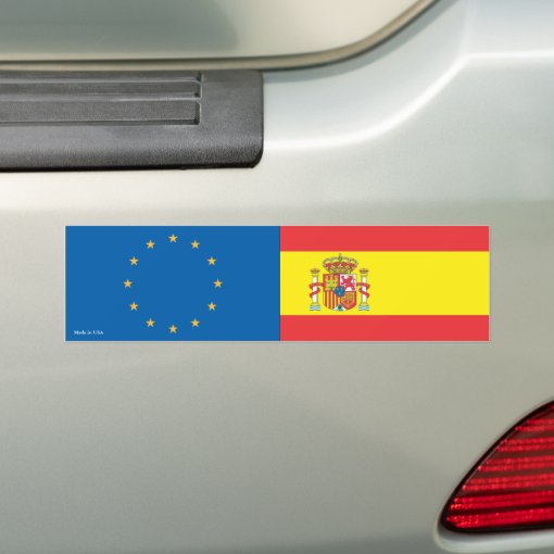 European Union & Spanish Flags Bumper Sticker Zazzle