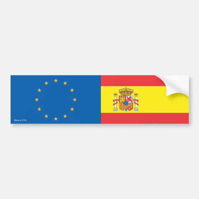 European Union & Spanish Flags Bumper Sticker Zazzle
