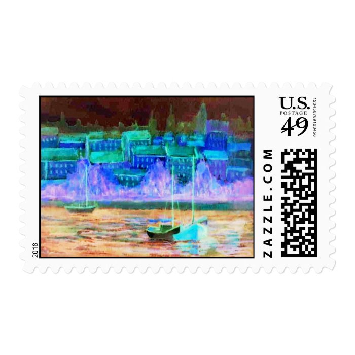 European Village Graphic Postage Stamps