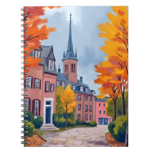European Village Street Watercolor Travel Notebook