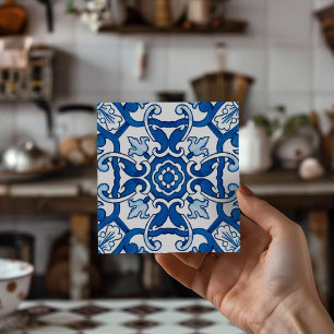 European Vintage Sintra Blue Design Tile Coasters