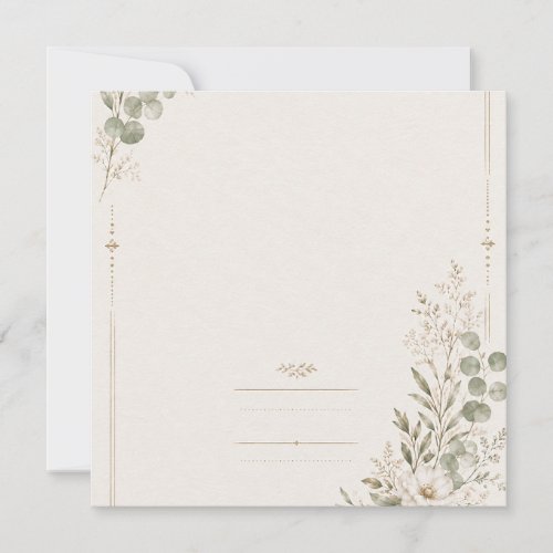 European Wedding Invitation in Olive Green