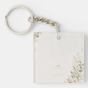 European Wedding Invitation in Olive Green Keychain