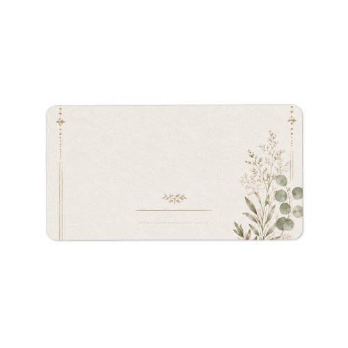 European Wedding Invitation in Olive Green Label