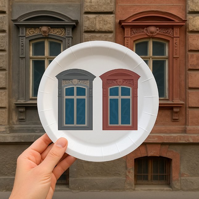 European Window Ornate Architectural Art Paper Plates (Creator Uploaded)