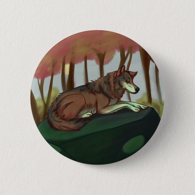 European Wolf Button (Front)