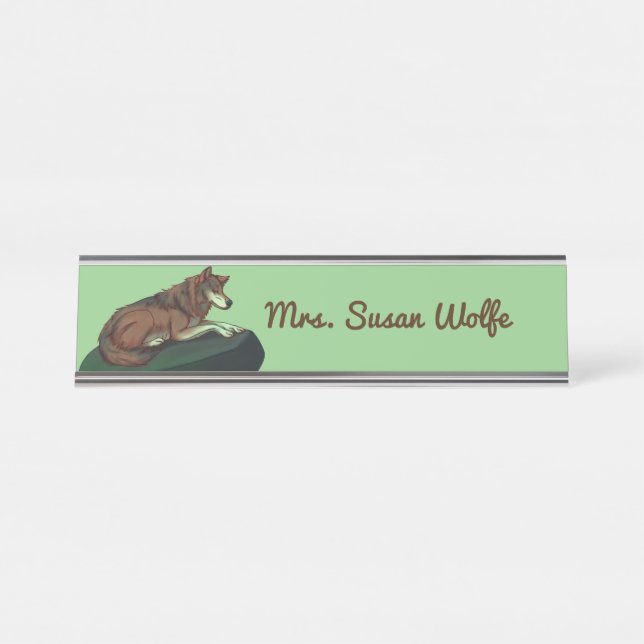 European Wolf Desk Name Plate (Front)