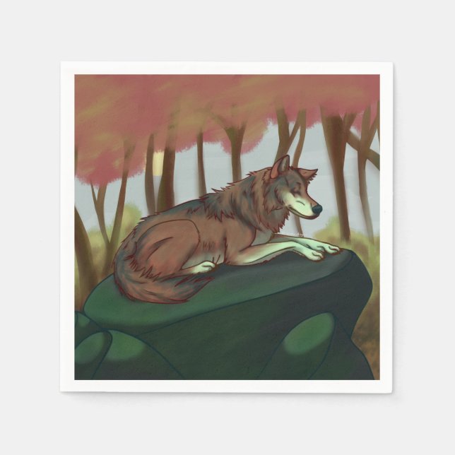 European Wolf Napkins (Front)