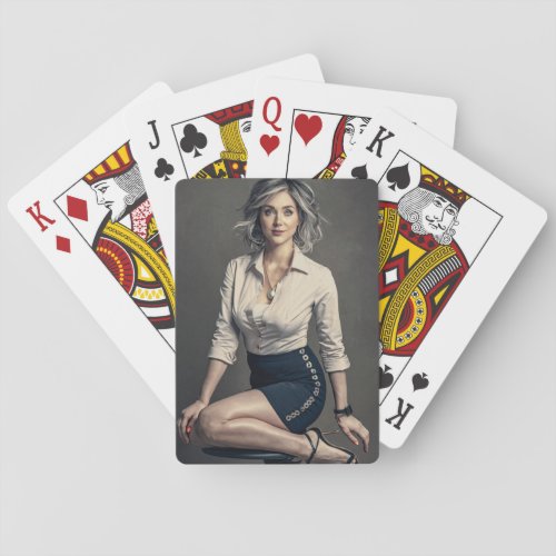 European Woman Playing Cards