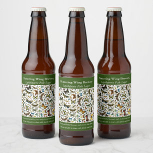 Europe's Best-Known Butterflies and Moths Collage Beer Bottle Label
