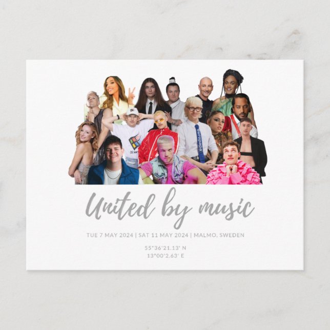 Eurovision Songcontest 2024 Malmo Sweden Singing Postcard (Front)