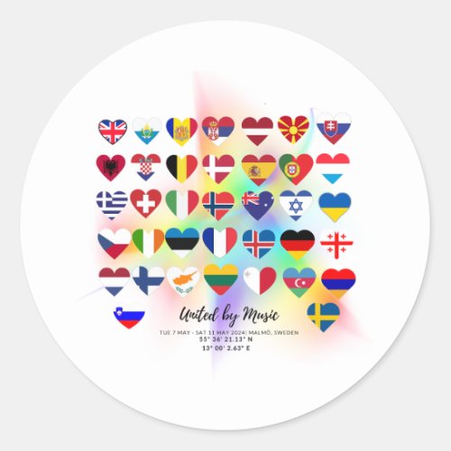 Eurovision Songcontest 2024 Unisex T_shirt Sweden  Classic Round Sticker