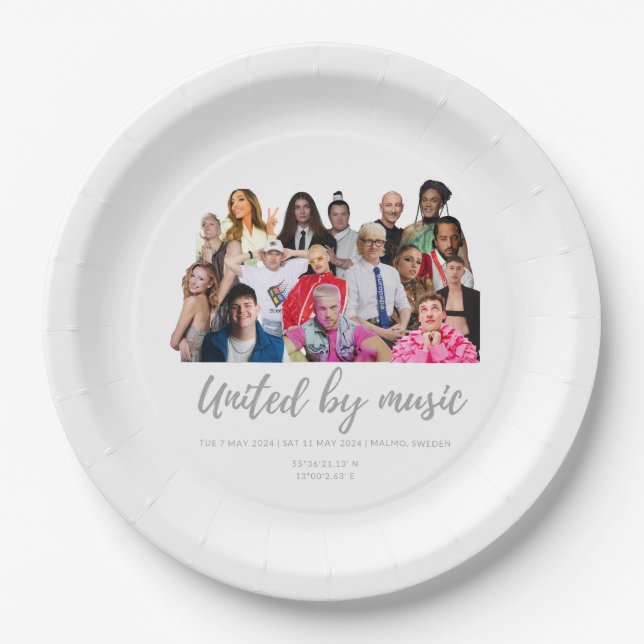 Eurovision Songcontest 2024 Unisex T-shirt Sweden  Paper Plates (Front)