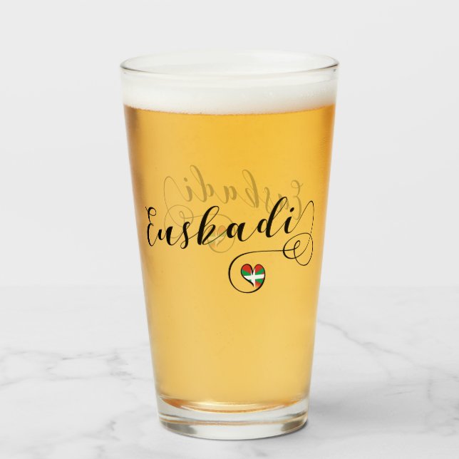 Euskadi Heart Flag, Basque Country Glass (Front Filled)