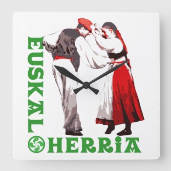 Euskal Herria: Traditional Basque Dancers  Square Wall Clock by RWdesigning at Zazzle