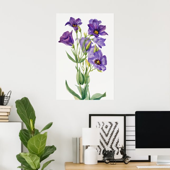 Eustoma Russelianum, Purple Flowers, Poster (Home Office)