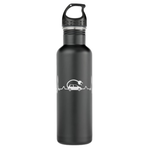 EV Heartbeat Funny Electric Vehicle Gift Car Lover Stainless Steel Water Bottle