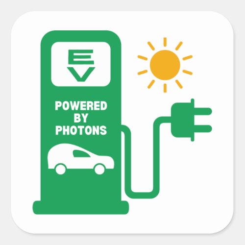 EV Powered by Photons Square Stickers