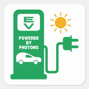 EV Powered by Photons Square Stickers