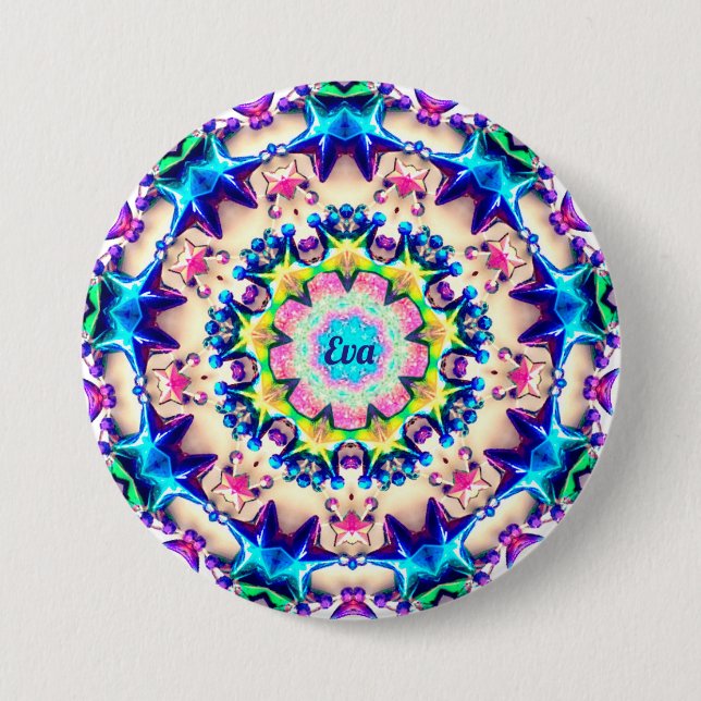 EVA~ Birthday Star Pattern Personalized ~ Button (Front)