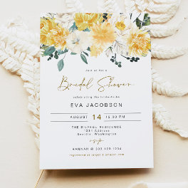 EVA Elegant Yellow Spring Floral Bridal Shower Invitation