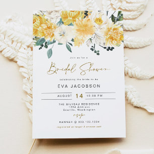 EVA Elegant Yellow Spring Floral Bridal Shower Invitation