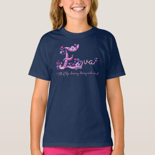 Eva girls name  meaning E monogram shirt