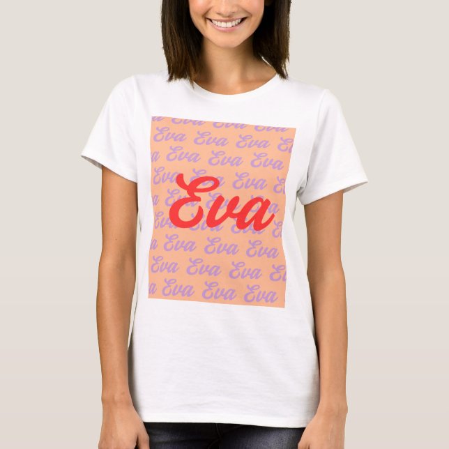 Eva Name Repeating Pattern Design T-Shirt (Front)