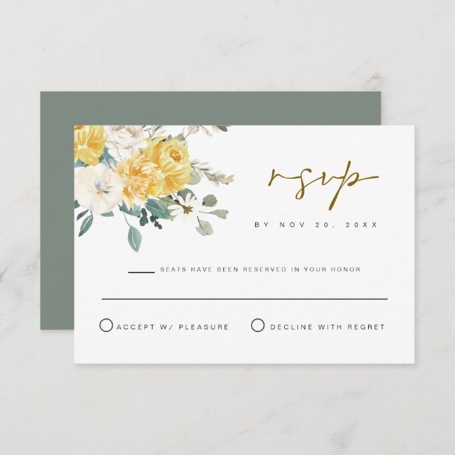 EVA Spring Garden Yellow Floral RSVP Card (Front/Back)