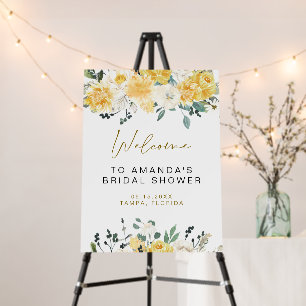 EVA Spring Yellow Floral Bridal Shower Welcome Foam Board