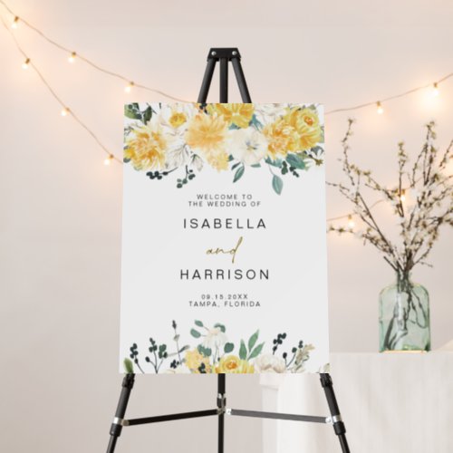 EVA Spring Yellow Floral Garden Wedding Welcome Foam Board